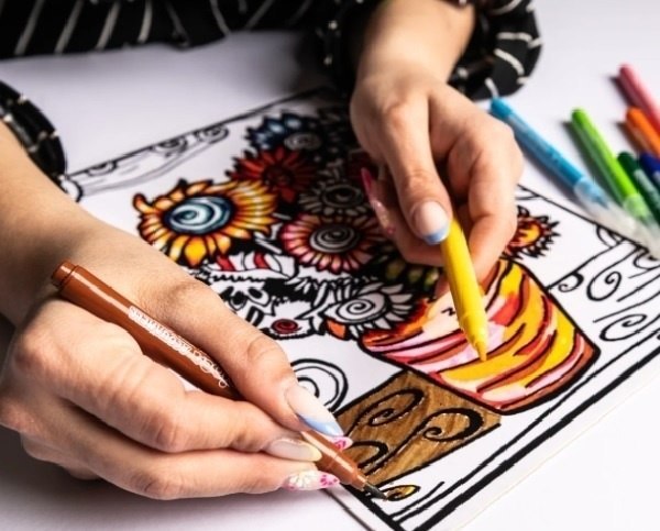 Kolorowanka welwetowa Słoneczniki Van Gogh dla seniorów